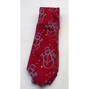 John Ashford Men's Chalkline Snowman Holiday Tie, Red, OS